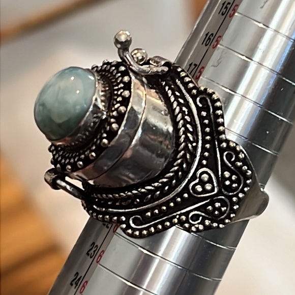 #420 Larimar Handcrafted Poison ☠️ Ring 💍 Size 9 NWOT - Picture 12 of 15